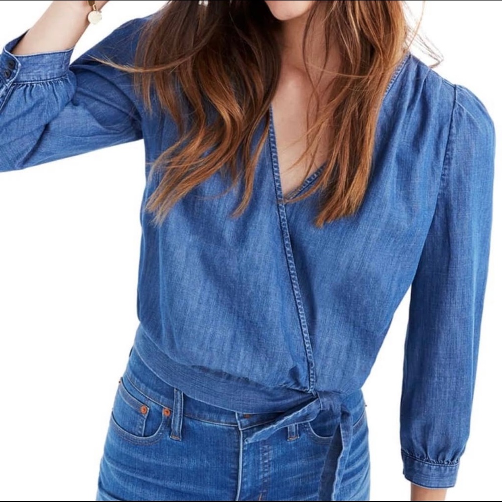 Madewell Demin Wrap Top